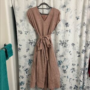 Lafayette 148 New York Pink V Neck Linen Dress